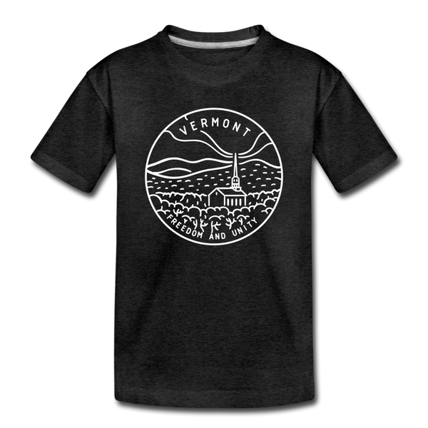 Vermont Toddler T-Shirt - State Design Vermont Toddler Tee - charcoal gray