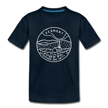 Vermont Toddler T-Shirt - State Design Vermont Toddler Tee - deep navy