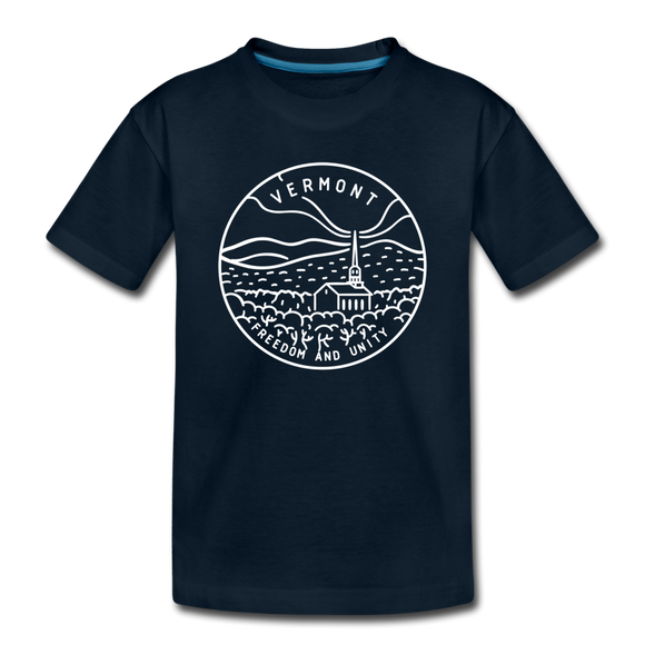 Vermont Toddler T-Shirt - State Design Vermont Toddler Tee - deep navy