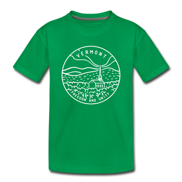 Vermont Toddler T-Shirt - State Design Vermont Toddler Tee - kelly green