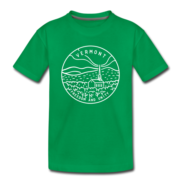 Vermont Toddler T-Shirt - State Design Vermont Toddler Tee - kelly green