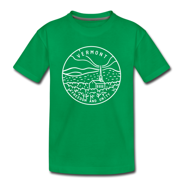 Vermont Toddler T-Shirt - State Design Vermont Toddler Tee - kelly green
