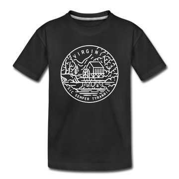 Virginia Toddler T-Shirt - State Design Virginia Toddler Tee - black