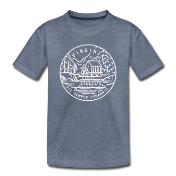 Virginia Toddler T-Shirt - State Design Virginia Toddler Tee - heather blue