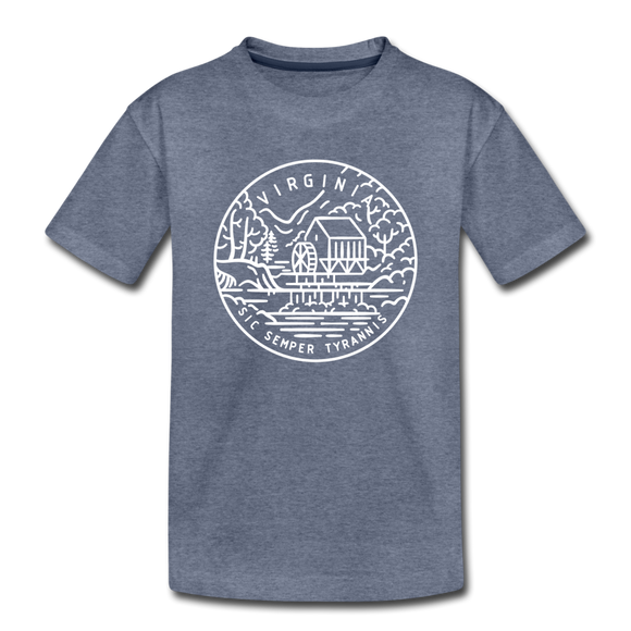 Virginia Toddler T-Shirt - State Design Virginia Toddler Tee - heather blue