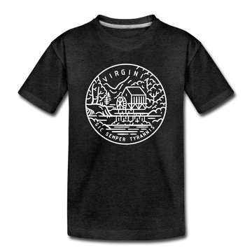 Virginia Toddler T-Shirt - State Design Virginia Toddler Tee - charcoal gray