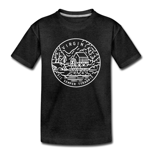 Virginia Toddler T-Shirt - State Design Virginia Toddler Tee - charcoal gray
