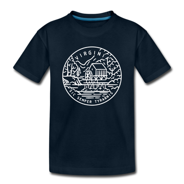 Virginia Toddler T-Shirt - State Design Virginia Toddler Tee - deep navy