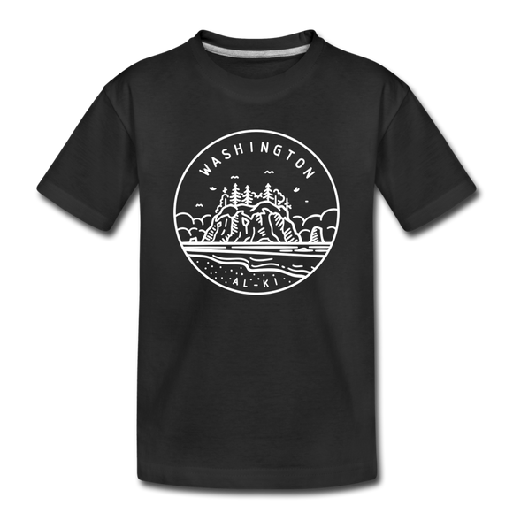 Washington Toddler T-Shirt - State Design Washington Toddler Tee - black