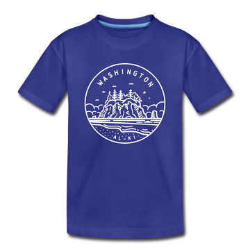 Washington Toddler T-Shirt - State Design Washington Toddler Tee - royal blue