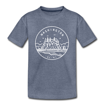 Washington Toddler T-Shirt - State Design Washington Toddler Tee - heather blue