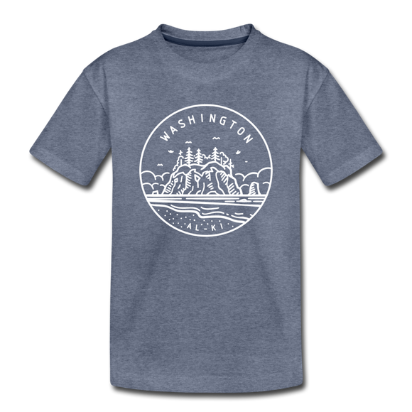Washington Toddler T-Shirt - State Design Washington Toddler Tee - heather blue
