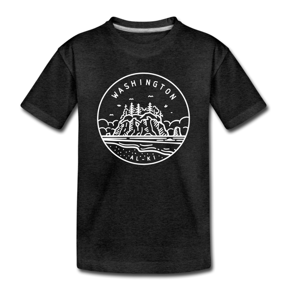Washington Toddler T-Shirt - State Design Washington Toddler Tee - charcoal gray