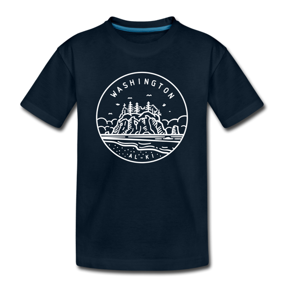 Washington Toddler T-Shirt - State Design Washington Toddler Tee - deep navy