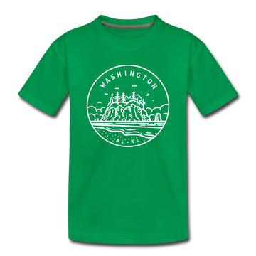 Washington Toddler T-Shirt - State Design Washington Toddler Tee - kelly green