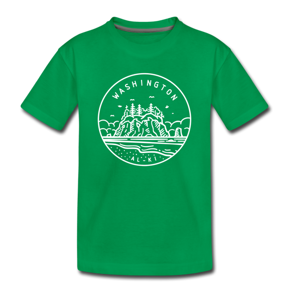 Washington Toddler T-Shirt - State Design Washington Toddler Tee - kelly green