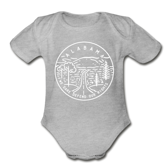 Alabama Baby Bodysuit - Organic State Design Alabama Baby Bodysuit - heather gray