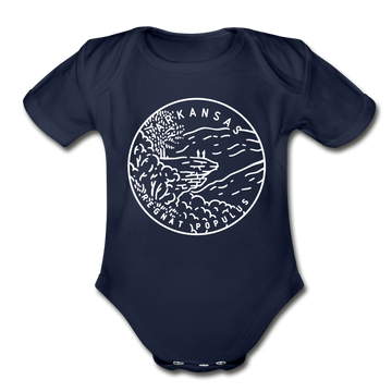 Arkansas Baby Bodysuit - Organic State Design Arkansas Baby Bodysuit - dark navy