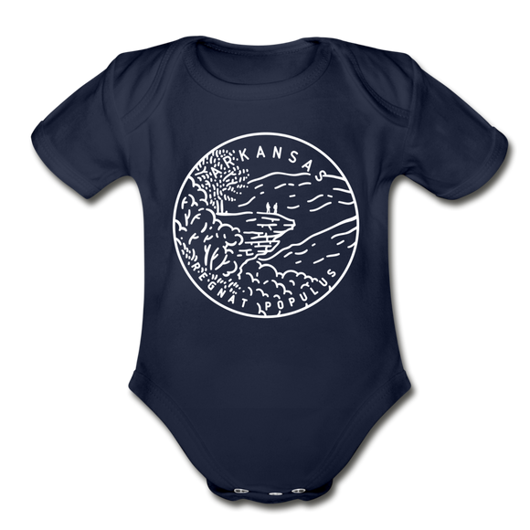Arkansas Baby Bodysuit - Organic State Design Arkansas Baby Bodysuit - dark navy