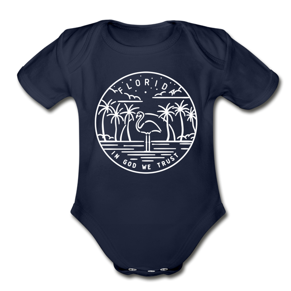 Florida Baby Bodysuit - Organic State Design Florida Baby Bodysuit - dark navy