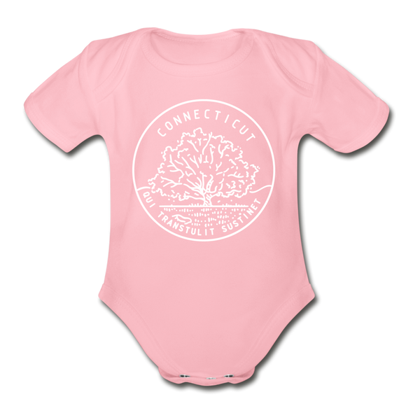 Connecticut Baby Bodysuit - Organic State Design Connecticut Baby Bodysuit - light pink