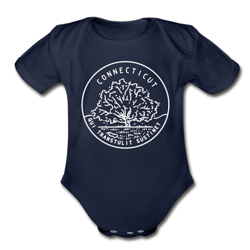 Connecticut Baby Bodysuit - Organic State Design Connecticut Baby Bodysuit - dark navy