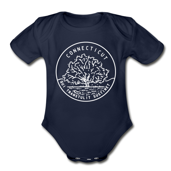 Connecticut Baby Bodysuit - Organic State Design Connecticut Baby Bodysuit - dark navy