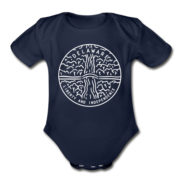 Delaware Baby Bodysuit - Organic State Design Delaware Baby Bodysuit - dark navy