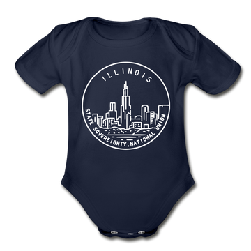 Illinois Baby Bodysuit - Organic State Design Illinois Baby Bodysuit - dark navy