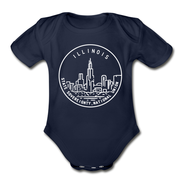 Illinois Baby Bodysuit - Organic State Design Illinois Baby Bodysuit - dark navy