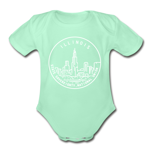 Illinois Baby Bodysuit - Organic State Design Illinois Baby Bodysuit - light mint