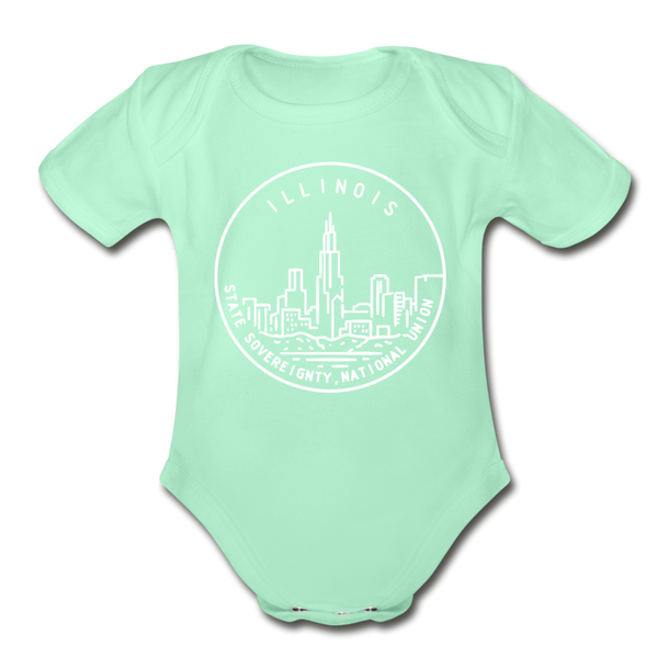 Illinois Baby Bodysuit - Organic State Design Illinois Baby Bodysuit - light mint