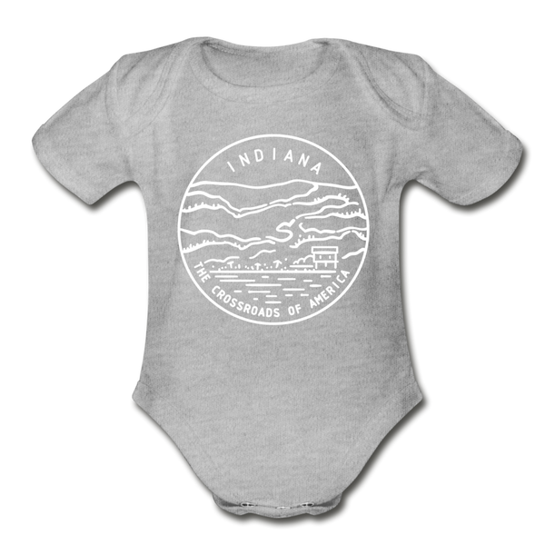 Indiana Baby Bodysuit - Organic State Design Indiana Baby Bodysuit - heather gray