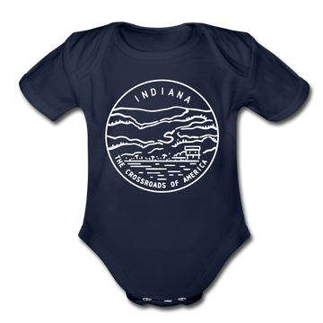 Indiana Baby Bodysuit - Organic State Design Indiana Baby Bodysuit - dark navy