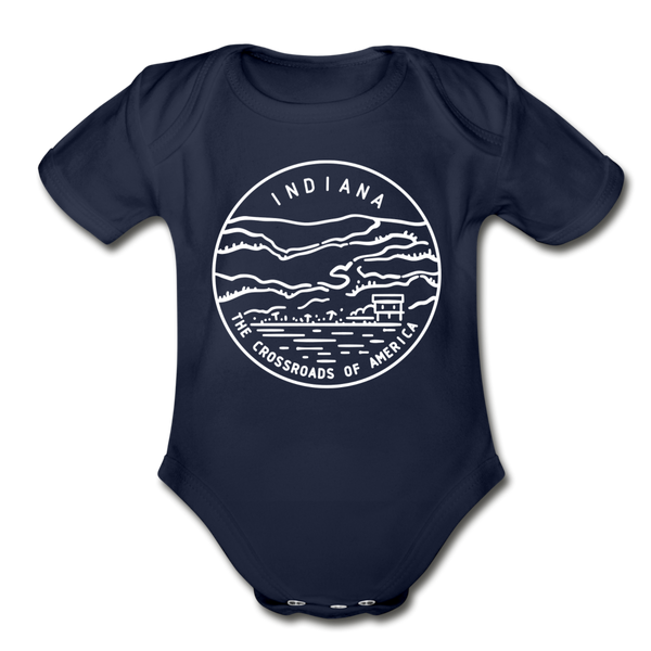 Indiana Baby Bodysuit - Organic State Design Indiana Baby Bodysuit - dark navy