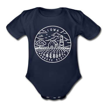 Iowa Baby Bodysuit - Organic State Design Iowa Baby Bodysuit - dark navy