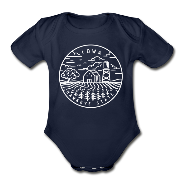 Iowa Baby Bodysuit - Organic State Design Iowa Baby Bodysuit - dark navy