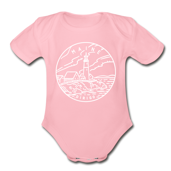 Maine Baby Bodysuit - Organic State Design Maine Baby Bodysuit - light pink