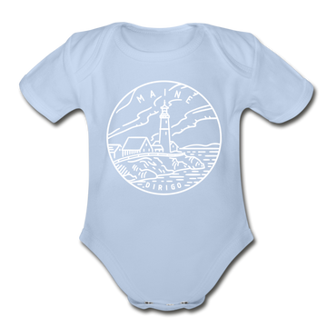 Maine Baby Bodysuit - Organic State Design Maine Baby Bodysuit - sky