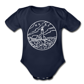 Maine Baby Bodysuit - Organic State Design Maine Baby Bodysuit - dark navy