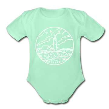 Maine Baby Bodysuit - Organic State Design Maine Baby Bodysuit - light mint