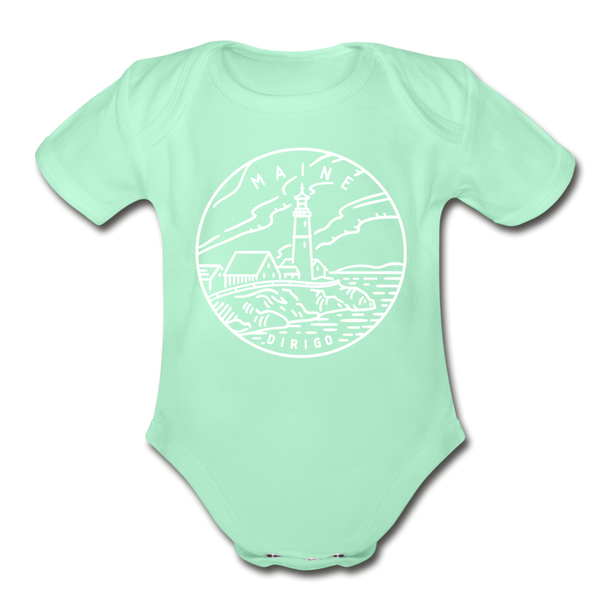 Maine Baby Bodysuit - Organic State Design Maine Baby Bodysuit - light mint