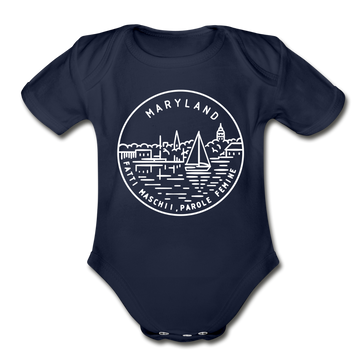 Maryland Baby Bodysuit - Organic State Design Maryland Baby Bodysuit - dark navy