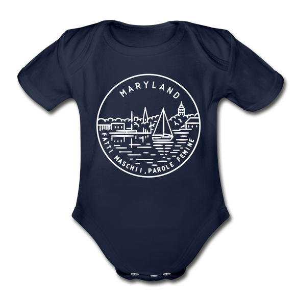 Maryland Baby Bodysuit - Organic State Design Maryland Baby Bodysuit - dark navy