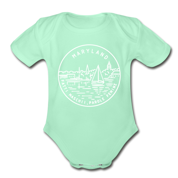 Maryland Baby Bodysuit - Organic State Design Maryland Baby Bodysuit - light mint