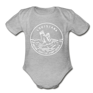 Louisiana Baby Bodysuit - Organic State Design Louisiana Baby Bodysuit - heather gray