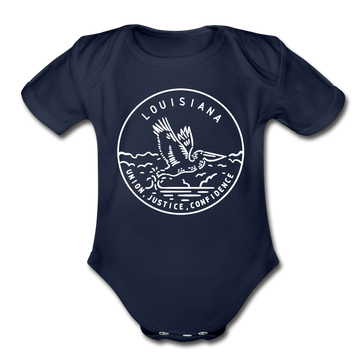 Louisiana Baby Bodysuit - Organic State Design Louisiana Baby Bodysuit - dark navy