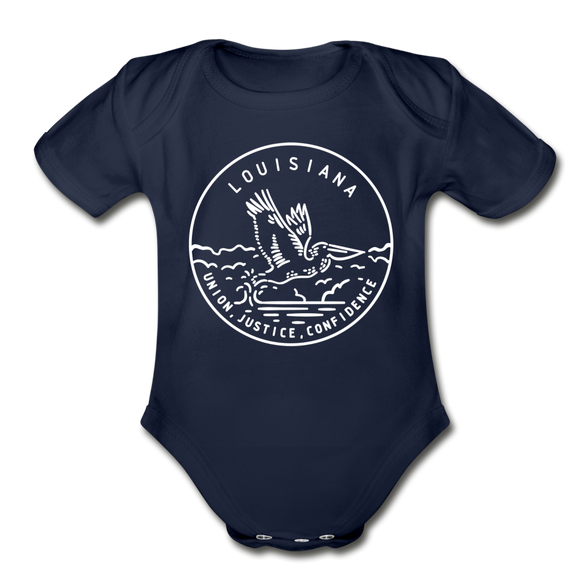 Louisiana Baby Bodysuit - Organic State Design Louisiana Baby Bodysuit - dark navy