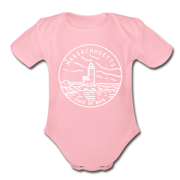 Massachusetts Baby Bodysuit - Organic State Design Massachusetts Baby Bodysuit - light pink