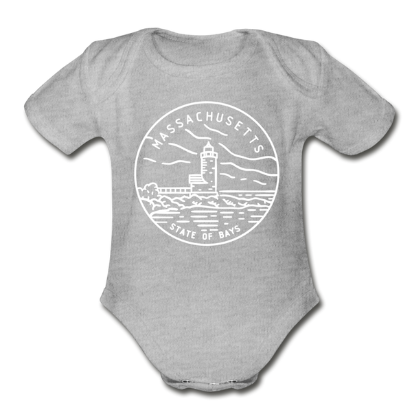Massachusetts Baby Bodysuit - Organic State Design Massachusetts Baby Bodysuit - heather gray